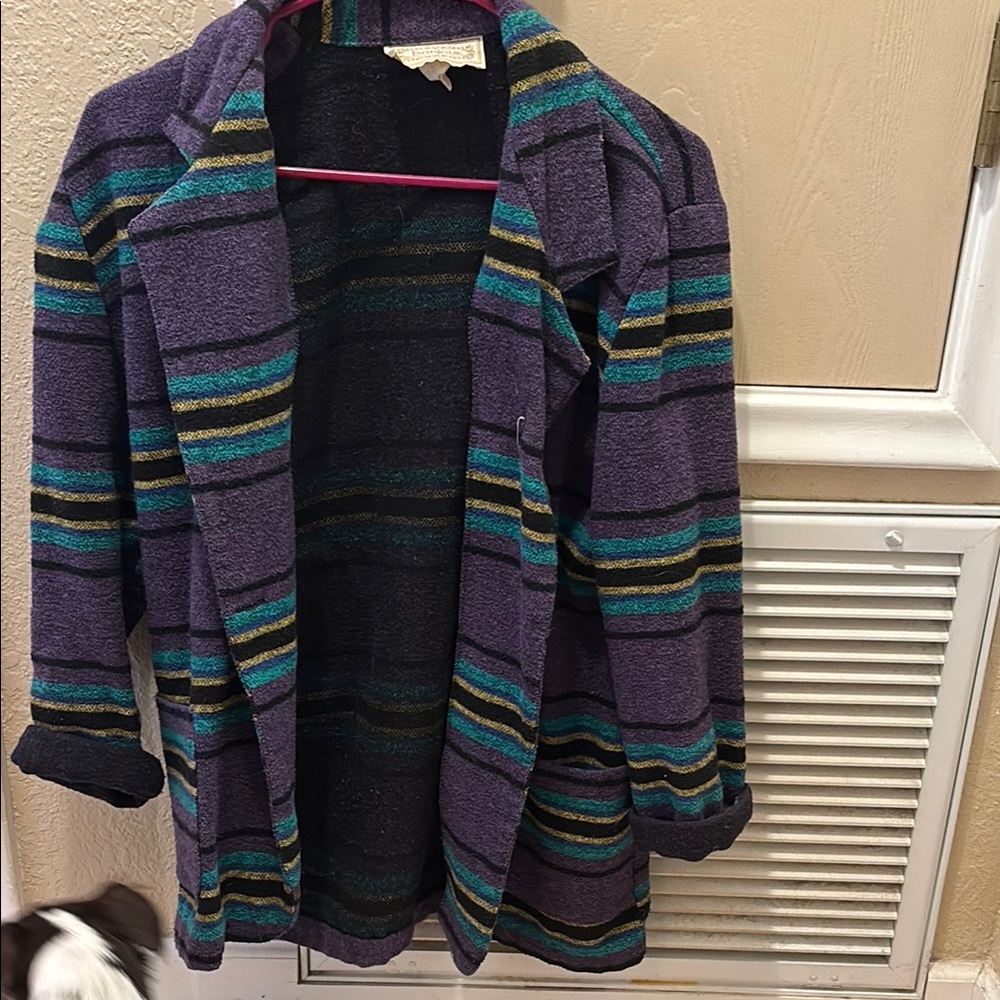 Purple and Green Blazer with Striking Stripes
